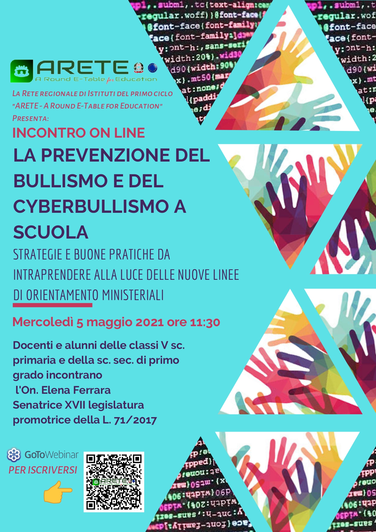 Incontro online la prevenzione del bullismo e del cyberbullismo a scuola rete ARETE